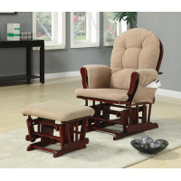 Coaster Furniture 650010 Upholstered Glider Rocker with Ottoman Tan